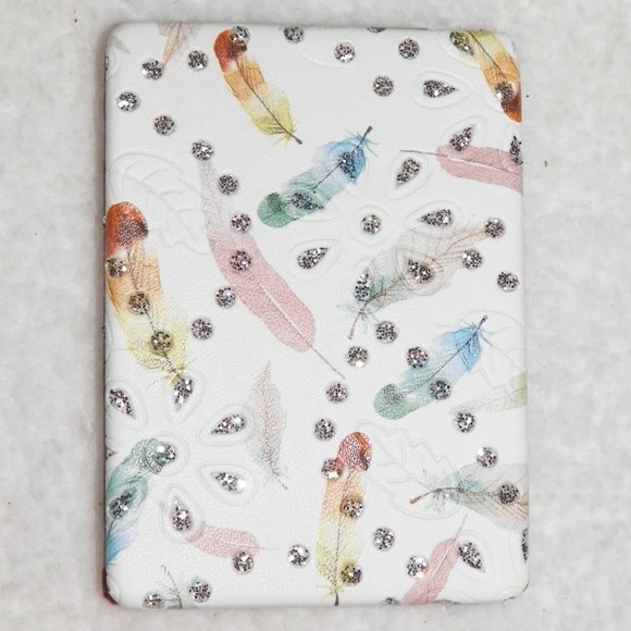 NEW Feathers Embellished Compact Mirror - Picture 1 of 6